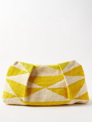 Sensi Studio - Maxi Geometric-weave Sisal Pouch - Womens - Yellow Multi