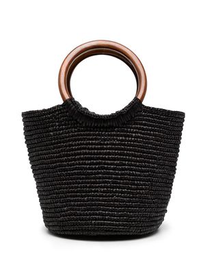 Sensi Studio rounded-handles straw tote - Black