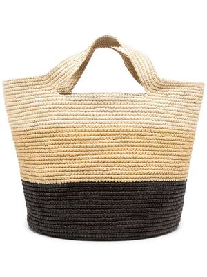 Sensi Studio straw woven bucket bag - Black