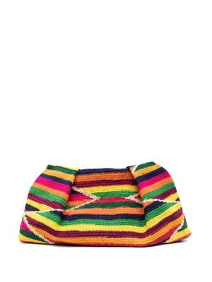Sensi Studio stripe-pattern knitted clutch bag - Green