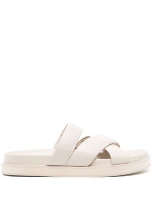 Senso Nico crossover-strap leather slippers - White