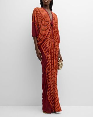 Sensory Tapestry 3/4-Sleeve Maxi Tunic Dress