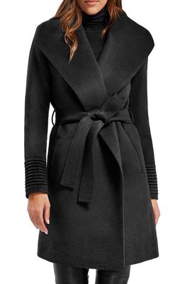 SENTALER Shawl Collar Alpaca & Wool Blend Coat in Black