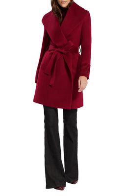 SENTALER Shawl Collar Alpaca & Wool Blend Coat in Garnet Red