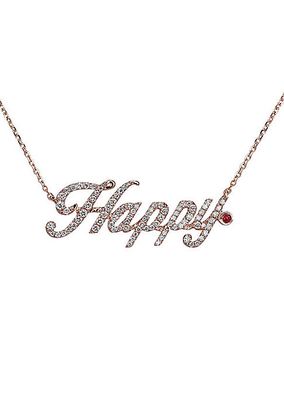 Sentiments 18K Rose Gold, Ruby & Diamond Happy Necklace