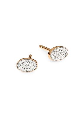 Sequin 18K Rose Gold & Diamond Stud Earrings