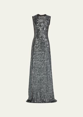 Sequin-Embellished A-Line Gown