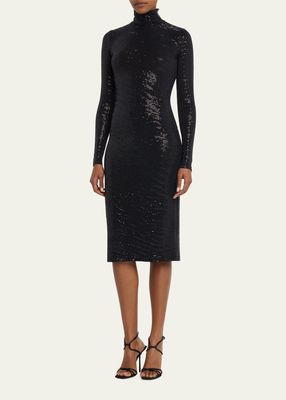 Sequin-Embellished Fitted Midi Dress