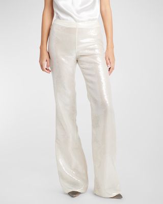 Sequin-Embellished Flare Trousers