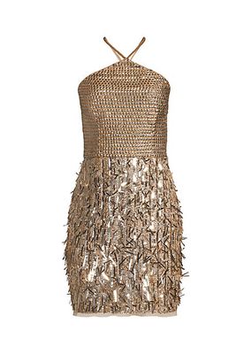 Sequin Embellished Halter Minidress