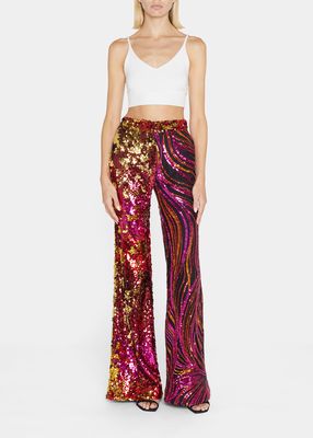Sequin-Embellished Stovepipe Trousers