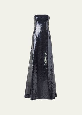 Sequin-Embellished Strapless Dress