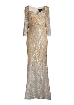Sequin-Embroidered Column Gown