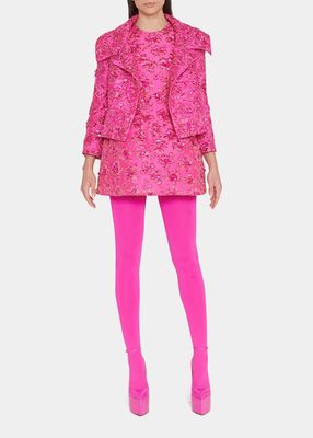 Sequin Embroidered Metallic Floral Jacquard Mini Dress