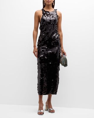 Sequin Lou Sleeveless Cutout Midi Dress