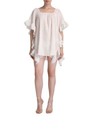 Sequin Shimmer Caftan with Ruffle Accent