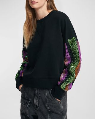 Sequin-Sleeve Organic Cotton Sweatshirt