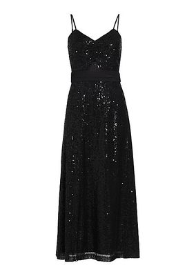 Sequined Cut-Out Slip Midi Dress