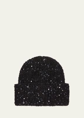 Sequined Knit Beanie