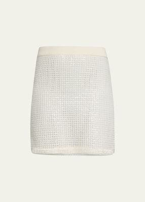 Sequined Net Embroidered Mini Skirt
