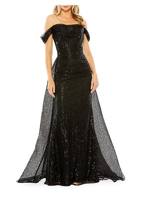 Sequined Off-The-Shoulder Gown