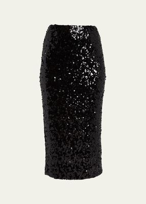 Sequined Pencil Midi Skirt