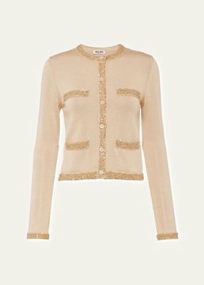 Sequined Silk Cropped Cardigan