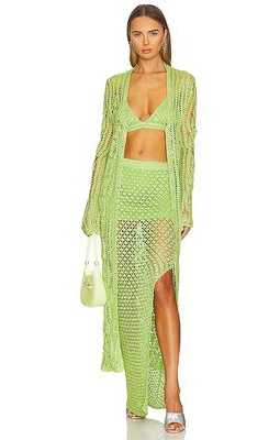 SER.O.YA Allison Crochet Cardigan in Green