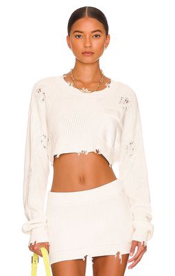 SER.O.YA Cropped Devin Sweater in White