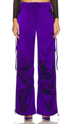SER.O.YA Lai Satin Cargo Pant in Purple