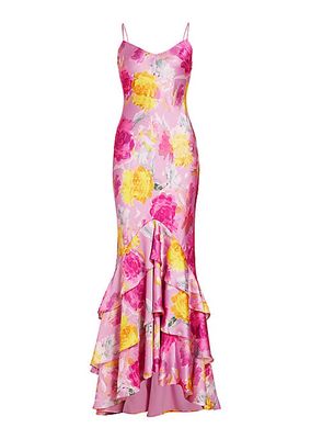 Seraphine Floral Satin Mermaid Gown