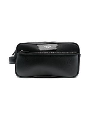 Serapian logo-patch zipped wash bag - Black