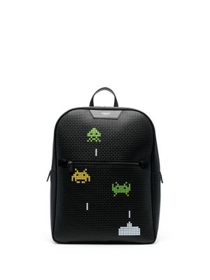 Serapian Space Invaders leather backpack - Black