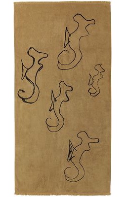 Serapis Brown Hippocampus Sketch Towel
