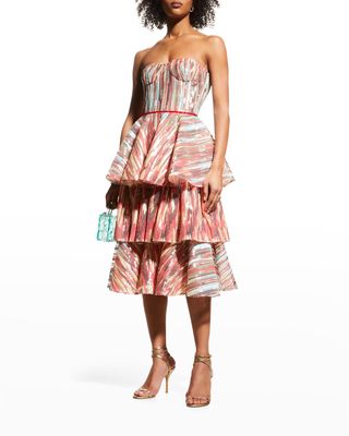 Serena Sequin Ruffle-Tiered Bustier Dress