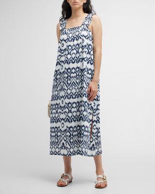 Serena Sleeveless Ikat-Print Midi Dress