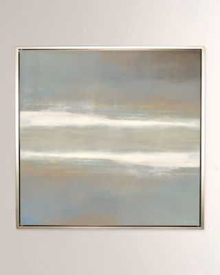 Serene Reflection 48X48 Square Canvas Giclee In Champagne Gold Frame, Hand-Embellished