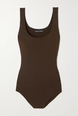 Sergio Hudson - Cotton-blend Jersey Bodysuit - Brown