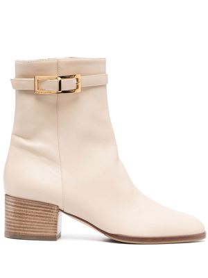 Sergio Rossi 60mm buckle-detail leather boots - Neutrals