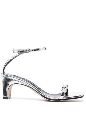Sergio Rossi 65mm metallic-effect square toe sandals - Silver
