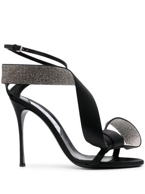 Sergio Rossi bow-detail 115mm crystal-embellished satin sandals - Black