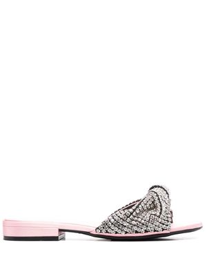 Sergio Rossi crystal-embellished flat sandals - Pink