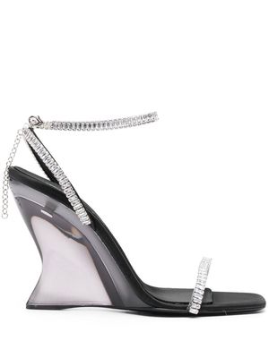 Sergio Rossi crystal-embellished wedge sandals - Black