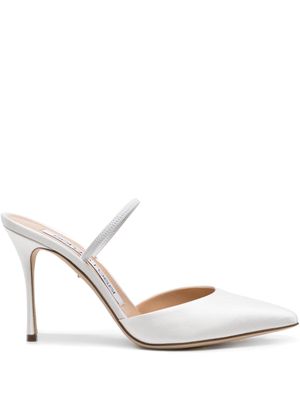 Sergio Rossi Godiva Bridal 85mm satin mules - White