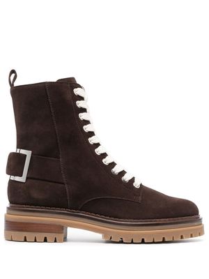 Sergio Rossi lace-up suede ankle boots - Brown