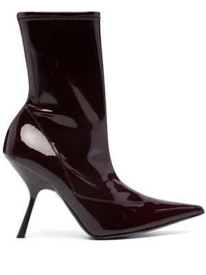 Sergio Rossi pointed-toe 100mm high-shine boots - Red