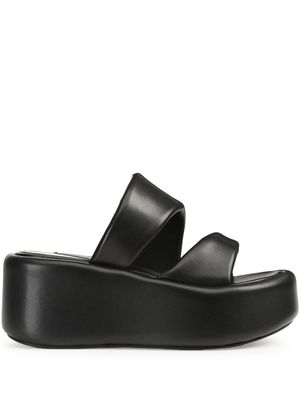 Sergio Rossi Spongy leather wedge sandals - Black