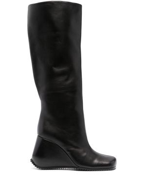 Sergio Rossi square-toe 100mm leather boots - Black