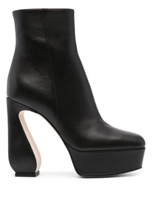 Sergio Rossi square-toe 140mm leather boots - Black