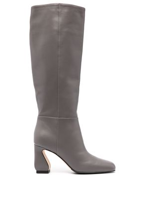 Sergio Rossi square-toe 90mm leather boots - Grey